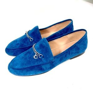 Coach Hanna Suede Logo Loafers Blue Size 6 NEW